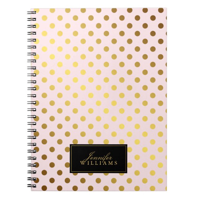 Carnet Pois à huile rose et Faux Gold (Devant)