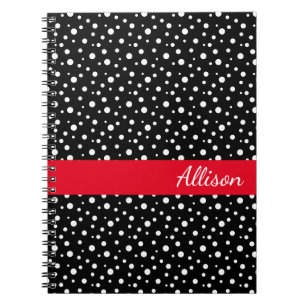 Carnet Pois Carnet-Noir et blanc nommé fait sur commande