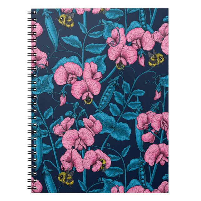 Carnet Pois doux et bourdons, rose et bleu (Devant)