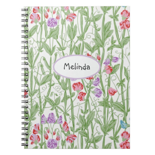 Carnet Pois doux motif floral William Morris Monogramme (Devant)