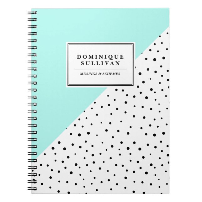 Carnet Pois noirs Aqua Abtract Motif Personnalisé (Devant)
