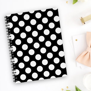 Carnet Pois noirs et blancs, Motif Polka