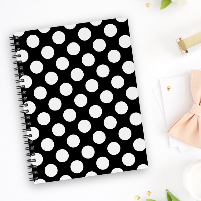 Carnet Pois noirs et blancs, Motif Polka (Créateur téléchargé)