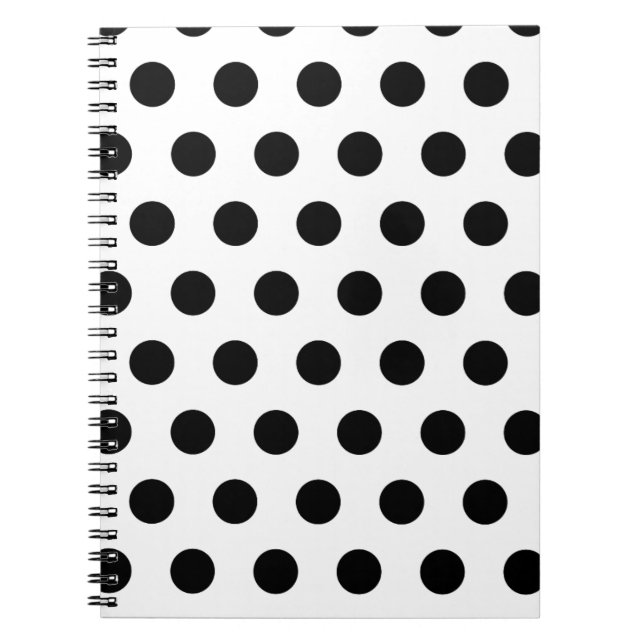 Carnet Pois noirs et blancs personnalisés (Devant)