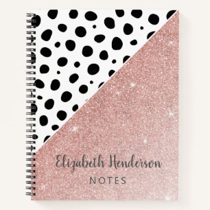 Carnet Pois noirs personnalisées Fille Rose Parties scint