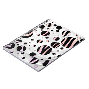 Carnet Pois zèbres noirs et roses