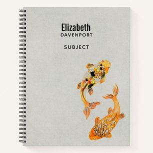 Carnet Poisson Koi Or élégant