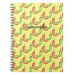 Carnet Poivrons Aquarelles Rouge Et Vert