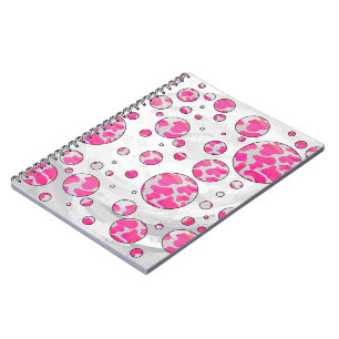 Carnet Poka Dot Vache rose et blanc