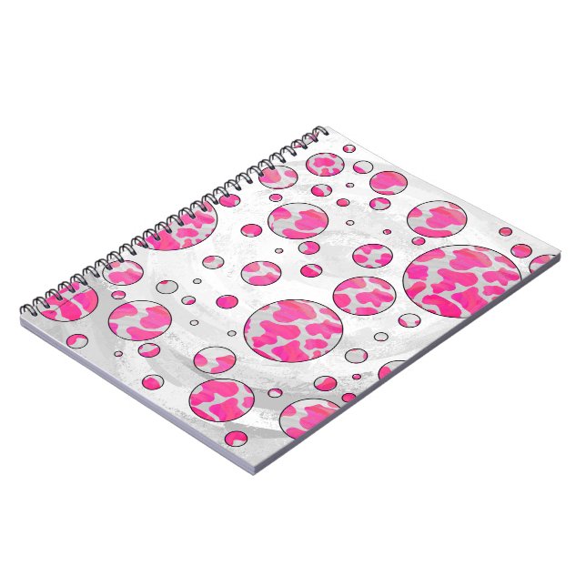 Carnet Poka Dot Vache rose et blanc (Côté gauche)