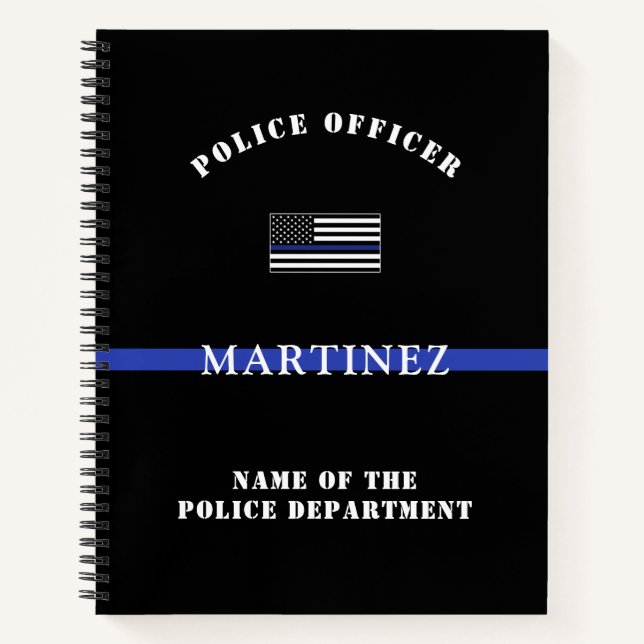 Carnet Police de la ligne bleue mince personnalisée Polic (Devant)