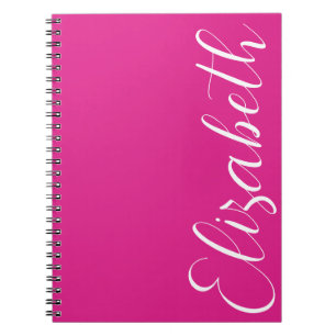 Carnet Police de script blanc rose minimaliste simple Élé