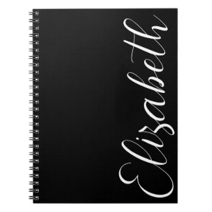 Carnet Police de script noir blanc minimaliste Simple Élé