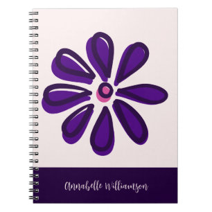 Carnet Police Script tendance Votre nom Doodle de fleurs 