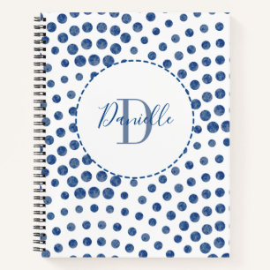 Carnet Polka Dot Blue Swils Nom du monogramme