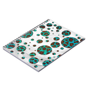 Carnet Polka Dot Cow Impression Brown et Turquoise