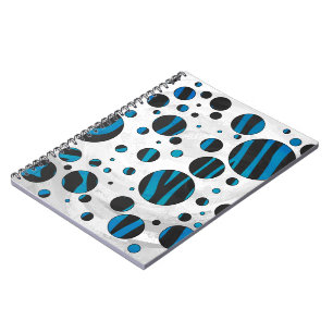 Carnet Polka Dot Zebra Motif noir et bleu