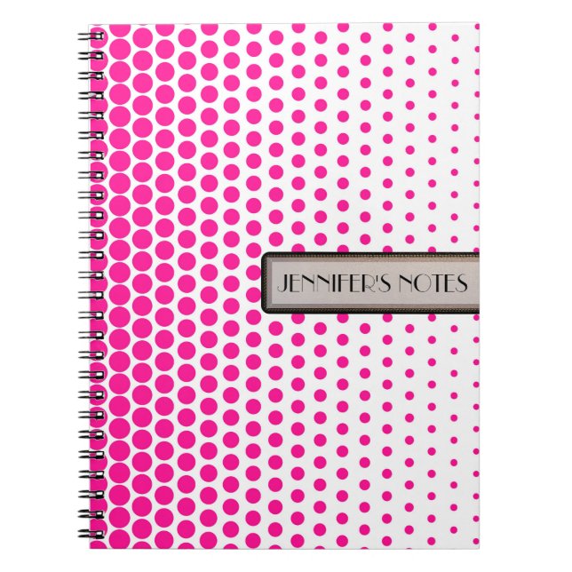 Carnet Polka rose profond point élégant blanc moderne (Devant)