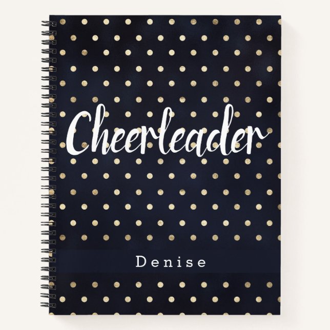 Carnet Pom-pom girl personnalisé  Blue Gold Pois (Devant)
