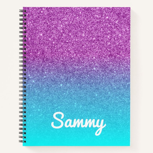 Carnet Pomme de sirène personnalisée Violet et Aqua Parti (Devant)