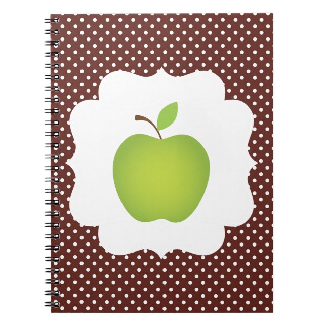 Carnet Pomme verte sur le Arrière - plan Polka Dot Brown (Devant)