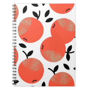 Carnet Pommes rouges : Motif texturé doré.