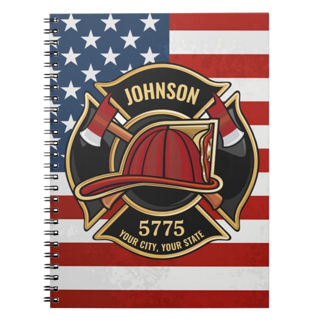 Carnet Pompier Secourt incendie Département USA Drapeau p (Devant)