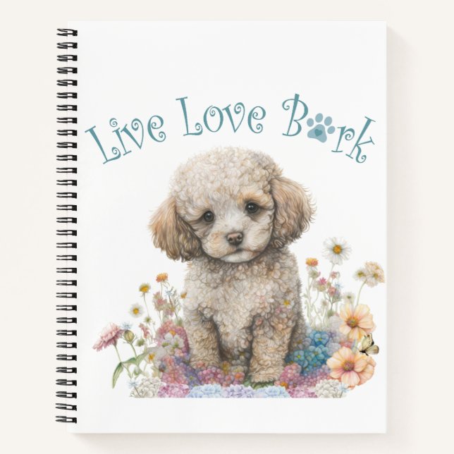 Carnet Poodle Chien Maman Floral (Devant)