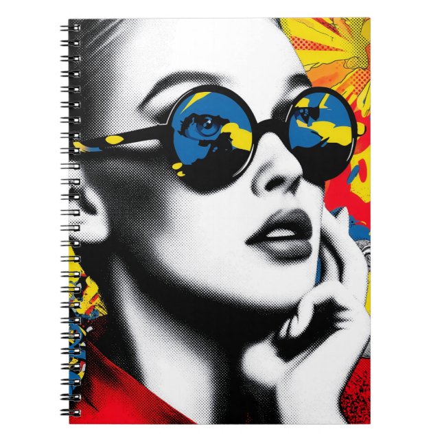 Carnet Pop art woman with sunglasses (Devant)
