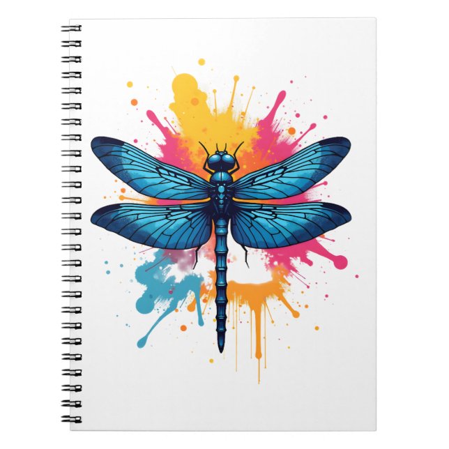 Carnet Pop coloré artistique Art peint libellule (Devant)