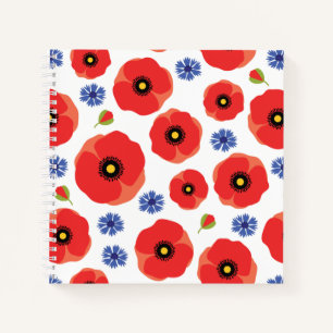 Carnet Poppys Et Cornflowers Motif