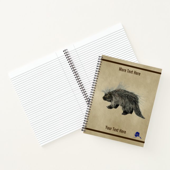 Carnet Porcupine sur vieux papier (Intérieur)