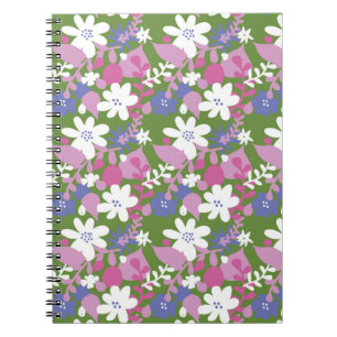 Carnet Portable floral rose et blanc brillant
