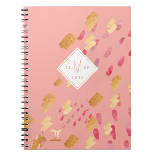 Carnet Portable Gemini Zodiac Rose et Or Abstrait
