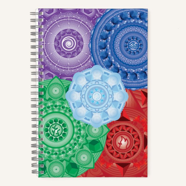 Carnet Portable Mandala multicolore à cinq éléments (Recto)