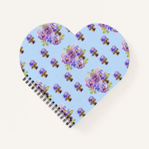 Carnet Portable Shabby Chic Blue Pansy Floral Dot Ladies