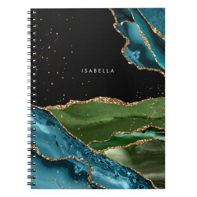 Carnet Porte Aqua/Vert personnalisé avec veines Parties s (Devant)