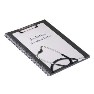 Carnet Porte-bloc gris médical avec stéthoscope