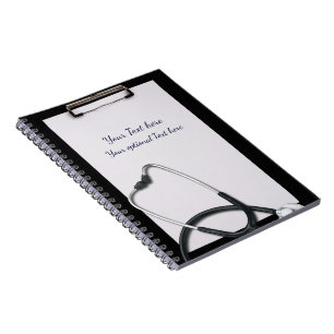 Carnet Porte-bloc médical noir avec stéthoscope