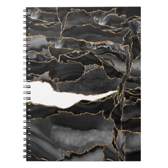 Carnet Porte de Parties scintillant noir et or (Devant)