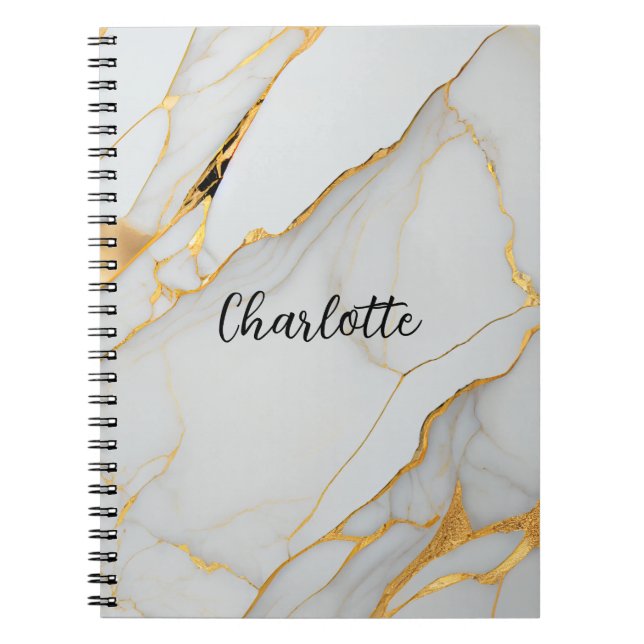Carnet Porte en marbre blanc et or (Devant)