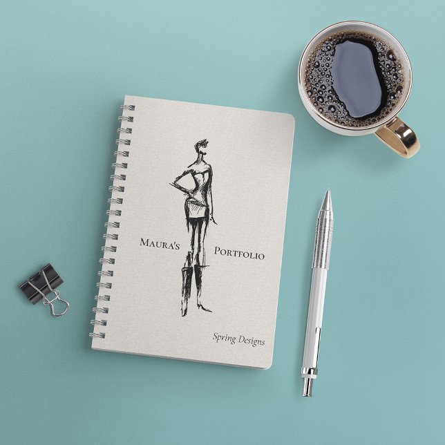 Carnet Portefeuille de mode élégant | Croquis de printemp (Créateur téléchargé)