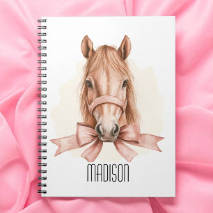 Carnet Portrait d'animal à l'aquarelle de cheval mignon a