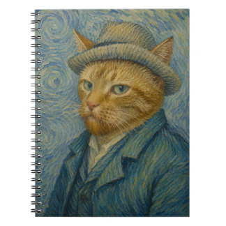 Carnet Portrait de chat autoportrait de Van Gogh Parodie 