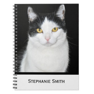 Carnet Portrait de chat noir et blanc
