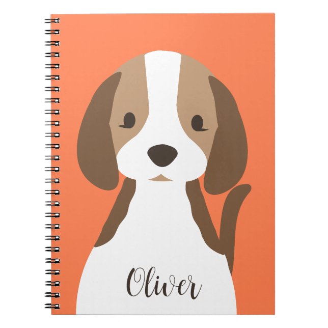Carnet Portrait de chien brun et blanc mignon (Devant)
