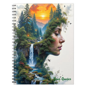 Carnet Portrait de femme surréaliste dans la nature au co