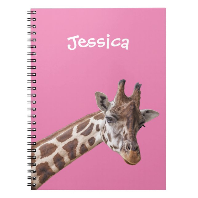 Carnet Portrait de Giraffe sur le nom de la fille rose (Devant)