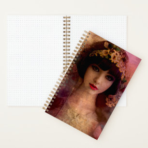 Carnet Portrait de style vintage de belle femme en rose