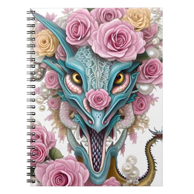 Carnet Portrait d'une belle tête de dragon rose lunatique (Devant)